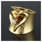 14K Yellow Gold And Diamond Ring