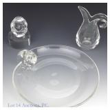 Steuben Glass Plate, Pitcher, Monkey