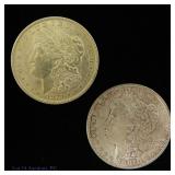 1887 & 1921 US 90%-Silver Morgan Dollars (2)