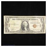 1935-A US $1 Silv Cert - Brown (WW2 SHORT SNORTER)