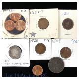 1805 - 1974 Various Irish & US Coins (10)