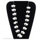 Zuni Bison Buffalo Fetish Necklace White Turquoise