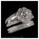 14k White Gold Diamond Bridal Ring Set w/ ID