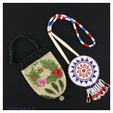 Vintage Beadwork Purse & Medallion / Necklace