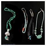 Beaded Turquoise Jade/Jadeite & Sterling Necklaces
