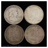 Various US 90%-Silver Half Dollars (4)