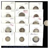 1896 - 1916 US Silver Barber Dimes, 14