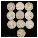 US 90%-Silver Washington 25c (ASW 1.8 Oz), 10