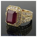 14k Y. Gold 5ct. Ruby & 1.5ct. t.w. Diamond Ring