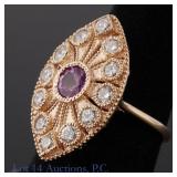 14k R. Gold 1.18ct. Pink Sapphire & Diamond Ring