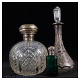 Victorian Era Glass Silver Perfume Bottles (3)