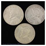 1931, 1934 & 1947 Panama 90%-Silver 1 Balboa (3)