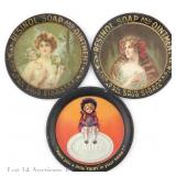 1920s Tin Litho Tip Trays w/ Soap Adverts (3)