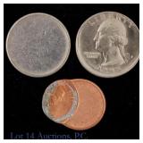 US Lincoln 1c & Washington 25c Error Coins (3)