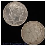 1924 & 1925 US Silver Peace Dollars, 2