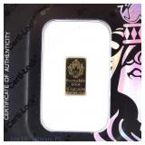 99.99% Gold 1.0 Gram Ingot (Scottsdale Mint)