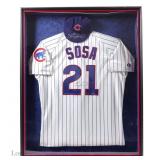 Sammy Sosa Signed Cap & Jersey In Frame AS IS