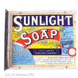 SSP Enamel Sunlight Soap "Less Labour" Flange Sign