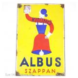 1930s Hungarian Albus Soap Tin Sign SST