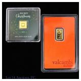 German & Swiss 99% Gold 2 Grams (AGW 0.06 Oz) COA