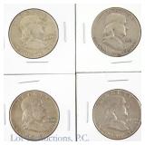 1953 - 1960 US 90%-Silver Franklin 50c (4)