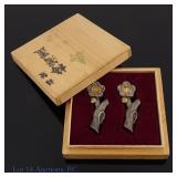 Pair of Chinese Sterling Flower Ornaments