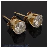 Diamond Stud 14K Gold Earrings 1Ct. T.W.