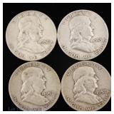 1953 - 1958 US 90%-Silver Franklin 50c (4)