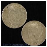 1923 (P) & S 90%-Silver Peace Dollars, 2