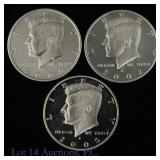 2000s, '02s, '05s US 90%-Silv Proof Kennedy 50c, 3