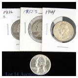 US 90%-Silver Washington 25c (Better Dates), 4