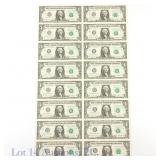 1985 USA $1 Fed Res Notes Uncut Sheet (CU), 16