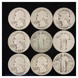 US 90%-Silver Wash. & Standing Liberty Quarters, 9