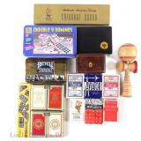 Vintage Playing Cards, Dominoes, Cribbage Board