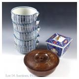 Ceramic & Wooden Japanese Bowls (6+1)