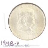 1948-D US Silver Franklin 50c (*BU w/ FBL)