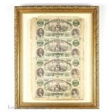 1860s $5 Citizens' Bank of Louisiana Uncut Sheet