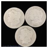 1886o, '88o & '89o Silver Morgan $1 ASW 2.2 Oz, 3
