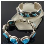 Silver and Turquoise Bracelets (2)