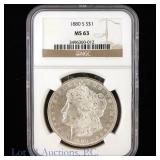 1880s US Silver Morgan Dollar (NGC MS63)