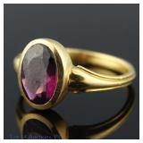 14k(?) Yellow Gold Ring w/ Purple Stone
