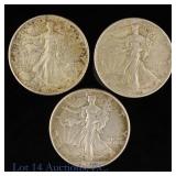 1941 - 1945 US Silver W/L 50c, 3