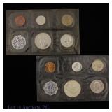 1960 & 1961 US 90%-Silver Proof 5-Coin Sets OGP, 2