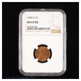 1946-S US Lincoln Wheat Cent (NGC MS 67 RD)