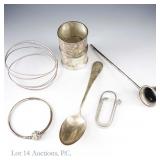 Various Sterling Silver Jewelry, Tableware