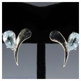 14k White Gold Earrings w/ Aquamarine