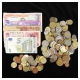Various World Coins, Currencies & Tokens