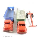 1940s/50s Dunwell Pressed Steel Trucks + Trailers