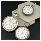 3 Pocket Watches, 1 Running, 2 Silver Cases