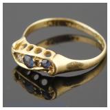 18k Yellow Gold Ring w/ Blue Stone & Diamonds